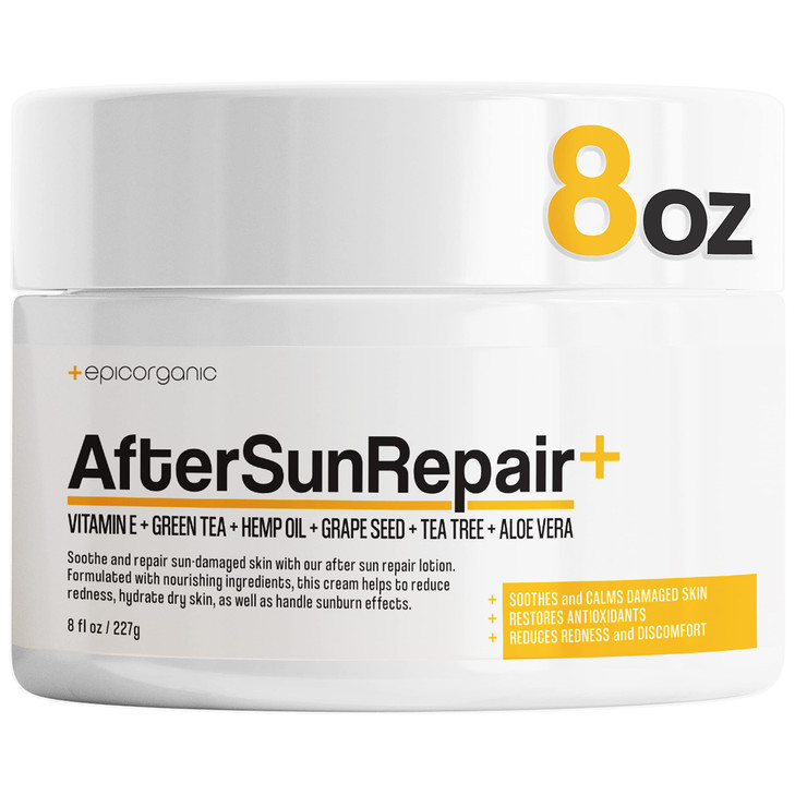 Epic Organicum After Sun Lotion Sunburn Relief Aloe Vera Vitamin E Cream Body Lotion Face Moisturizer Lotion for Dry Ski