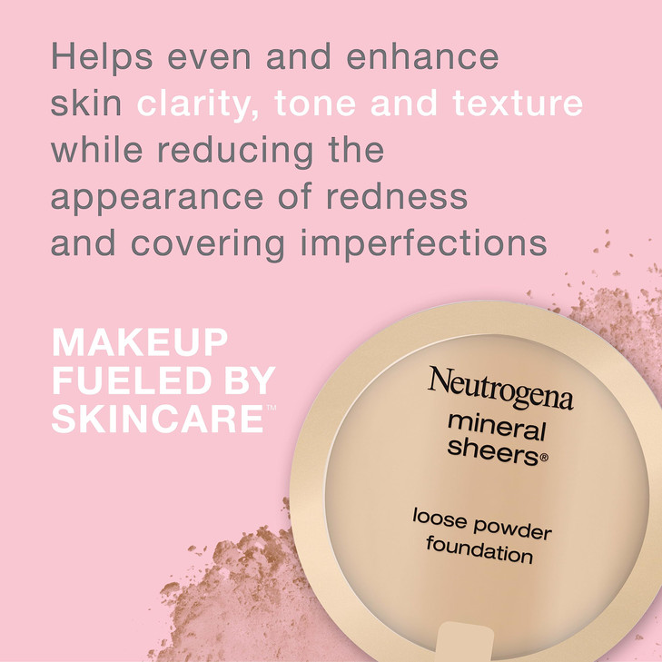 Neutrogena Mineral Sheers Loose Powder Makeup Foundation Lightweight Face Makeup Sheer to Medium Buildable Coverage Sens