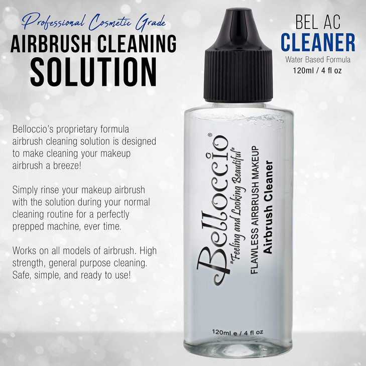 Belloccio 4 Ounce Makeup Airbrush Cleaner Fast Acting Cleaning Solution Quickly Flushes Out Makeup Foundation Blush High