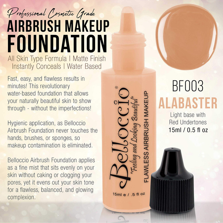 Belloccios Professional Cosmetic Airbrush Makeup Foundation 12oz Bottle Alabaster