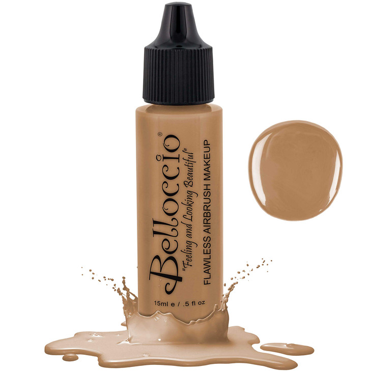 Belloccios Professional Cosmetic Airbrush Makeup Foundation 12oz Bottle Latte Medium with Golden Undertones