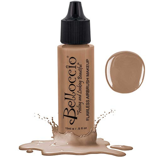 Belloccios Professional Cosmetic Airbrush Makeup Foundation 12oz Bottle Latte Medium with Golden Peachy Undertones