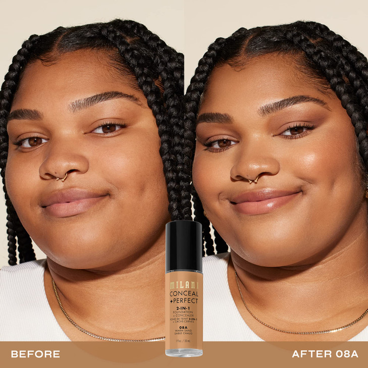 Milani Conceal Perfect Liquid Foundation Warm Sand 1 Fl Oz CrueltyFree WaterResistant Full Coverage LongLasting 45 Shade