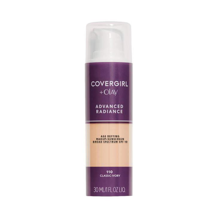 COVERGIRL Advanced Radiance AgeDefying Liquid Foundation Makeup AntiAging AgeDefying Formula Buildable Coverage Packagin