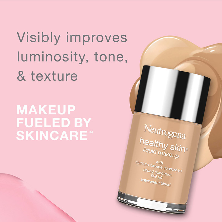 Neutrogena Healthy Skin Liquid Foundation Makeup with Broad Spectrum SPF 20 Sunscreen Lightweight Medium Coverage Makeup