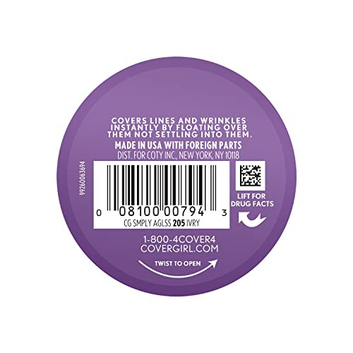 COVERGIRL Simply Ageless Instant Wrinkle Defying Foundation SPF 28 Hyaluronic Complex Vitamin C 205 Ivory Pack of 1