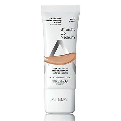 Almay Skintone Matching Foundation Smart Shade Face Makeup with SPF 15 Hypoallergenic OilFree DermatologistTested 300 St