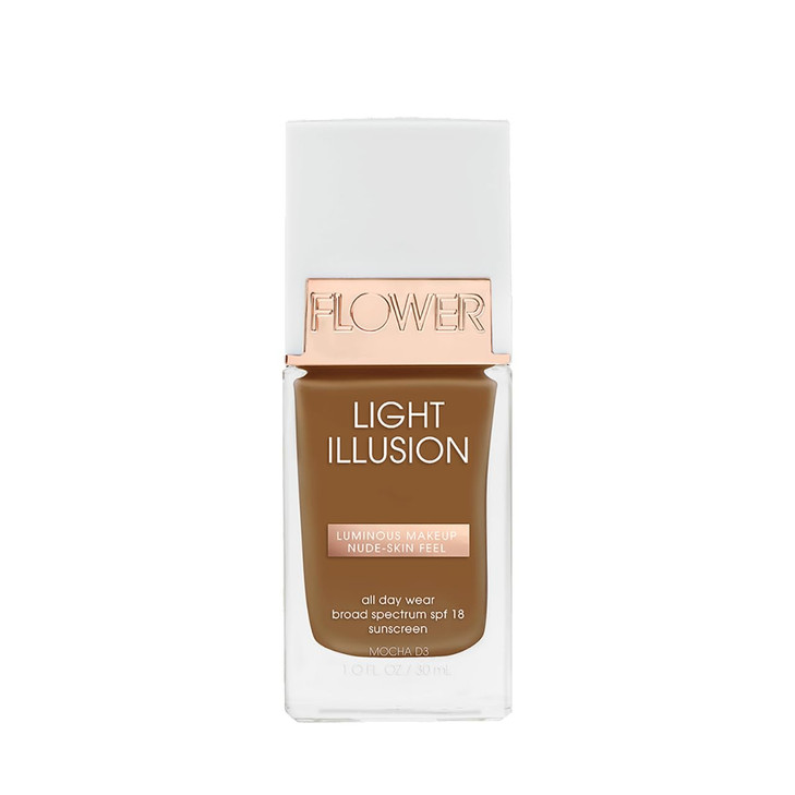 FLOWER BEAUTY By Drew Barrymore Light Illusion SPF Foundation Blendable Buildable Natural Finish Lightweight Formula Moc
