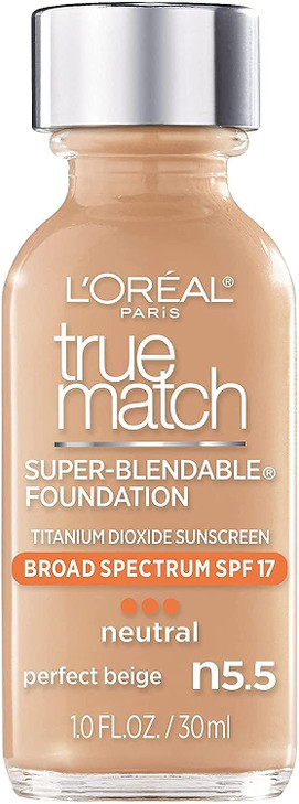 LOral Paris Makeup True Match SuperBlendable Liquid Foundation Perfect Beige N55 1 Fl Oz1 Count