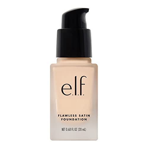 elf Flawless Satin Foundation Lightweight Medium Coverage SemiMatte Finish Vegan CrueltyFree Snow 068 Fl Oz 20mL