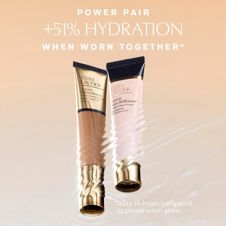 Este Lauder Futurist Aqua Brilliance Watery Glow Makeup Primer with Hylauronic Acid for Triple Moisture Travel Size 05 O