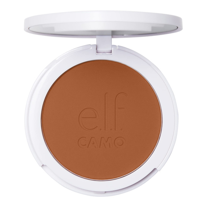 elf Camo Powder Foundation Lightweight PrimerInfused Buildable LongLasting MediumtoFull Coverage Foundation Deep 500 W