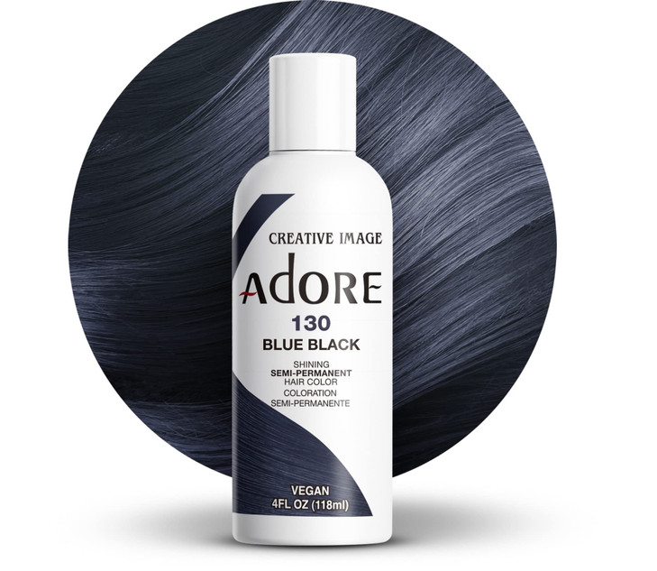Adore Semi Permanent Hair Color (130 Blue Black) | Vegan & Cruelty-Free Black Hair Dye | No Ammonia, No Peroxide, No Alcohol | 4 Fl Oz online at globaldelivered