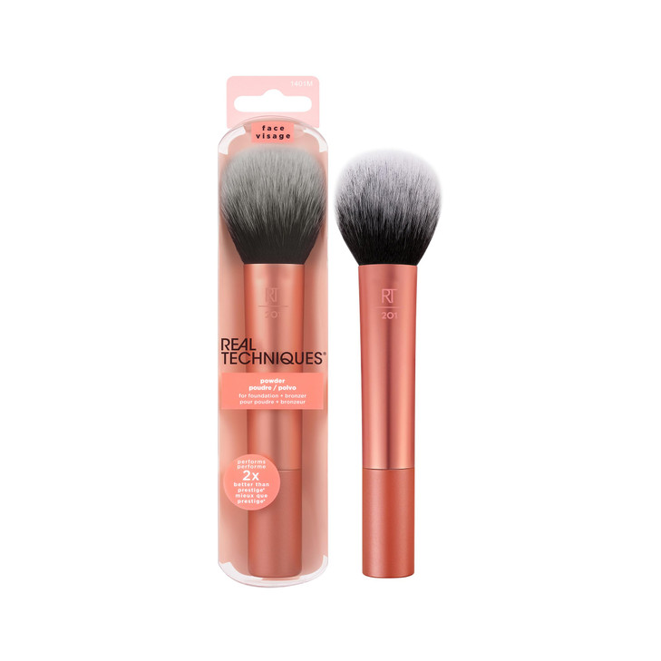 Real Techniques Ultra Plush Powder Makeup Brush, For Setting Powder, Bronzer, & Blush, Sheer, Buildable Coverage, Large, Fluffy Powder Brush, Vegan, online at globaldelivered