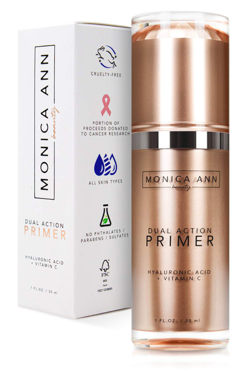 Monica Ann Beauty DualAction Face Primer 30 mL Hydrating Makeup Primer With Vitamin C Hyaluronic Acid Smoothing Transluc