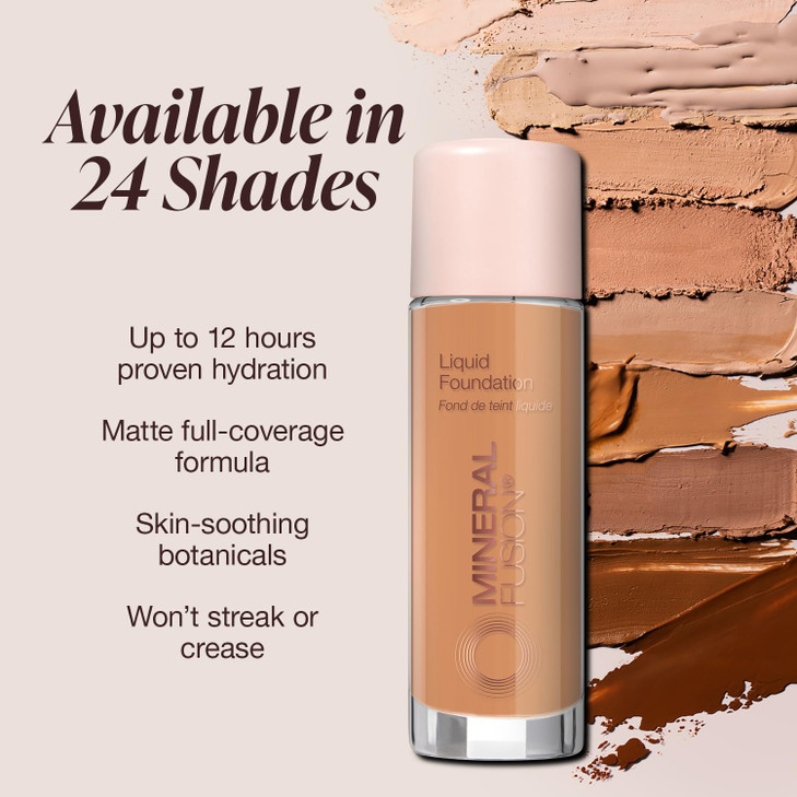 Mineral Fusion Full Coverage Foundation Liquid Foundation Neutral 4 Medium Complexion wNeutral Undertones Lightweight Ma