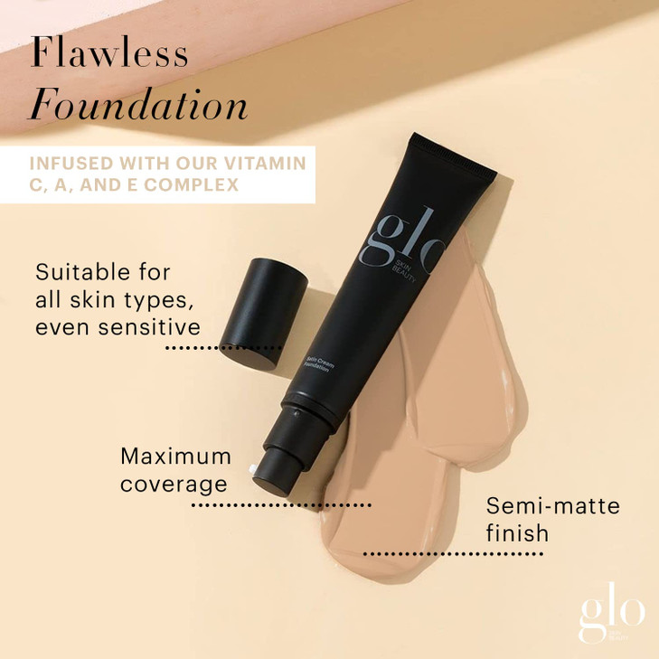 Glo Skin Beauty Satin Cream Foundation Makeup for Face Honey Light Full Coverage Semi Matte Finish Conceal Blemishes Eve