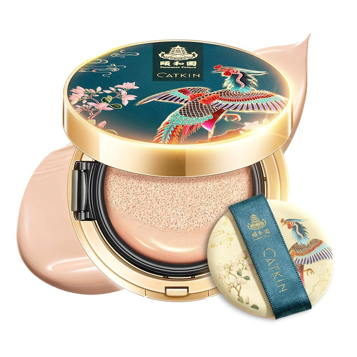 Catkin Phoenix Cushion Foundation Buildable Coverage AntiAging Serum Makeup Sheer Satin Finish Refill Included Light Bei