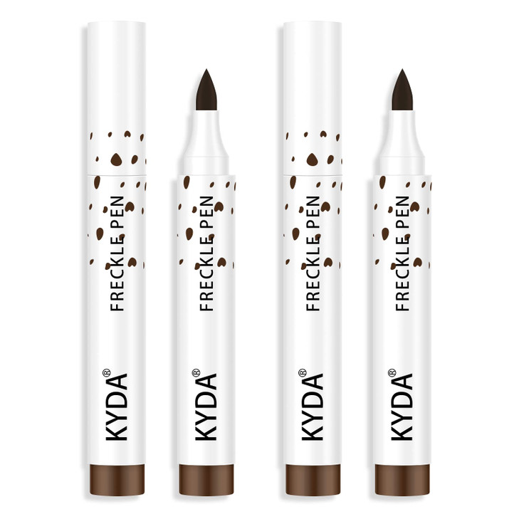 KYDA 2 Pcs Freckle Makeup Pen Natural Lifelike Freckle Makeup Magic Color Waterproof Longlasting Soft Dot Sopt Pen for N