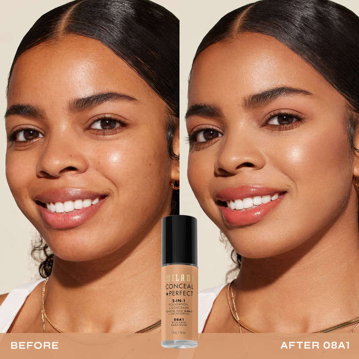 Milani Conceal Perfect 2in1 Foundation Concealer for a Flawless Complexion Under Eye Corrector Cover Redness and Imperfe