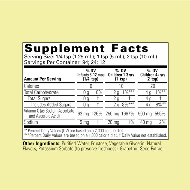 CHILDLIFE ESSENTIALS Liquid Vitamin C - Pure Vitamin C Liquid Supplement for Kids, Toddlers, & Babies, Immune System Support, Natural Orange Flavor,