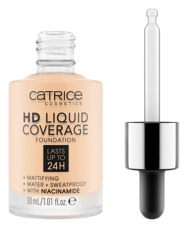Catrice HD Liquid Coverage Foundation Flawless High Coverage Vegan Cruelty Free 002 Porcelain Beige
