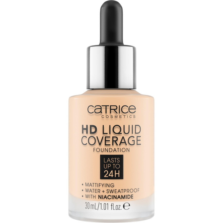 Catrice HD Liquid Coverage Foundation Flawless High Coverage Vegan Cruelty Free 002 Porcelain Beige
