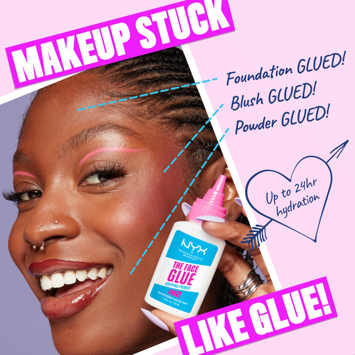 NYX PROFESSIONAL MAKEUP The Face Glue Gripping Primer Hydrating Makeup Primer with Up To 24HR Wear Vegan Cruelty Free