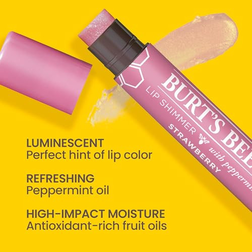 Burt's Bees 100% Natural Moisturizing Lip Shimmer, Strawberry - 1 Tube