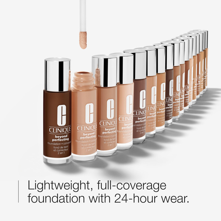 Clinique Beyond Perfecting Lightweight Liquid Foundation Concealer For Dry Combination to Oily Skin Types Full Coverage