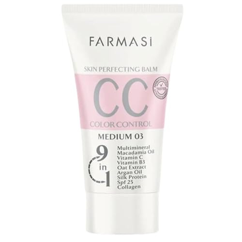 FARMASi CC Color Correcting Cream Tinted Moisturizer Makeup Base with SPF 25 Lightweight Buildable Coverage Natural Flaw