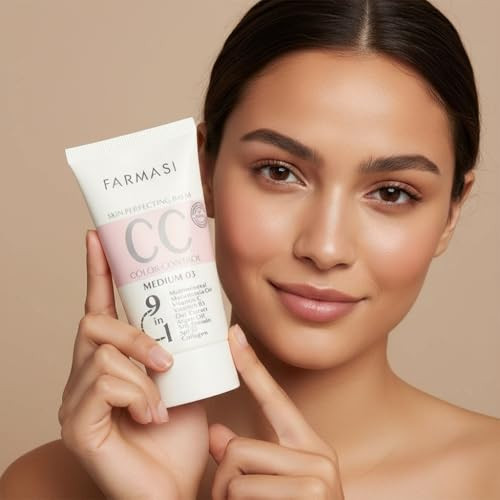 FARMASi CC Color Correcting Cream Tinted Moisturizer Makeup Base with SPF 25 Lightweight Buildable Coverage Natural Flaw