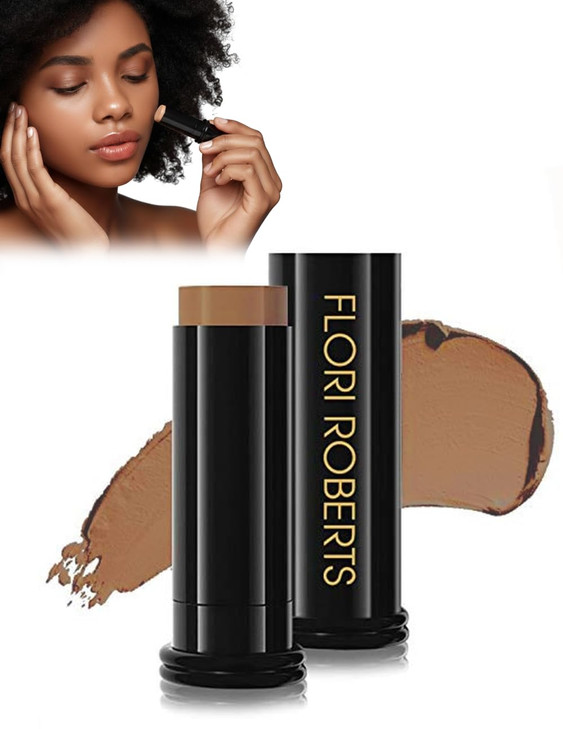 Base Strokes Crme Foundation Stick by Flori Roberts Full Coverage for Women of Color or Deeper Skin Tones Long Lasting M