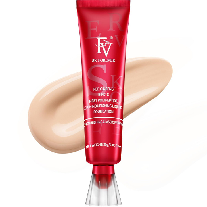 FV Waterproof Liquid Foundation Dewy Finish Long Lasting Lightweight Medium Coverage Face Makeup for Normal Dry Skin Cru