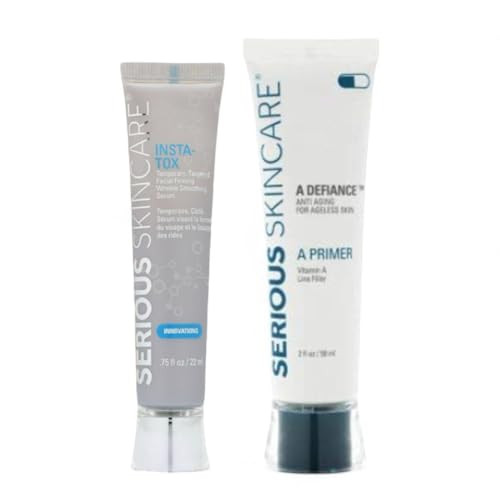 INSTATOX Wrinkle Smoothing Serum 75 Fl Oz and Vitamin A Makeup Prep Primer Pore Minimizer 2 Fl Oz Line Wrinkle Pore Fill