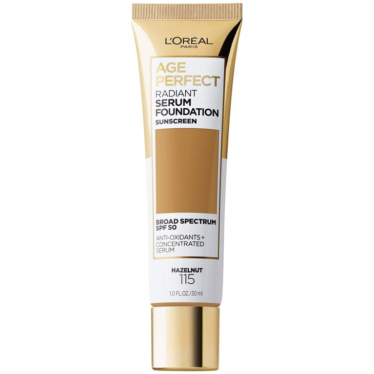 LOreal Paris Age Perfect Radiant Serum Foundation with SPF 50 Hazelnut 1 Ounce
