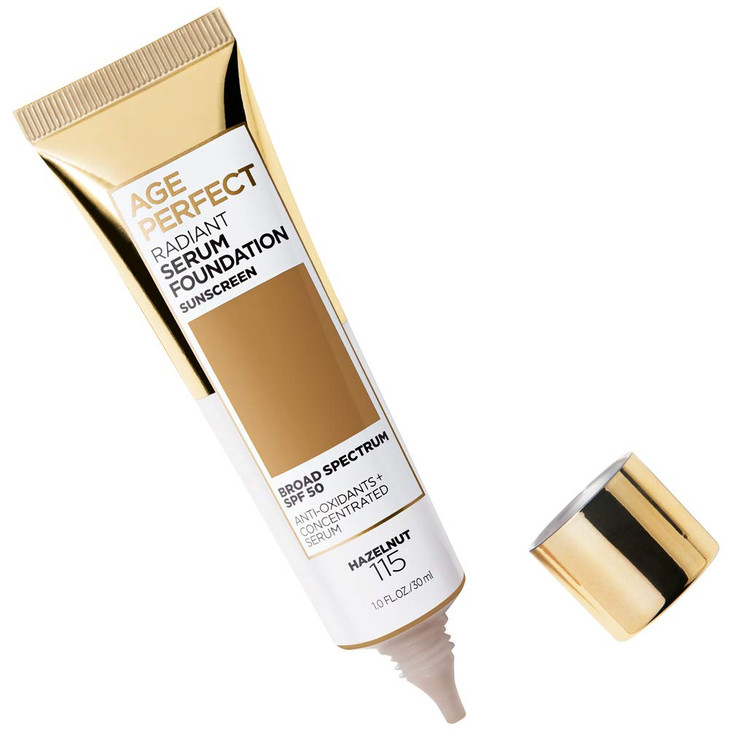 LOreal Paris Age Perfect Radiant Serum Foundation with SPF 50 Hazelnut 1 Ounce
