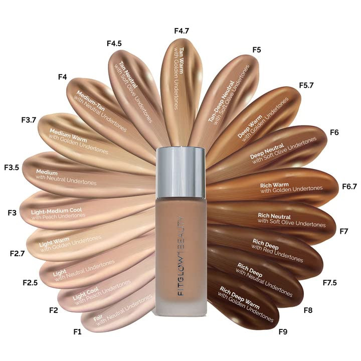 Fitglow Beauty Foundation Vegan SkinTreating Foundation with Peptides Plant Collagen Buildable MediumFull Coverage Natur