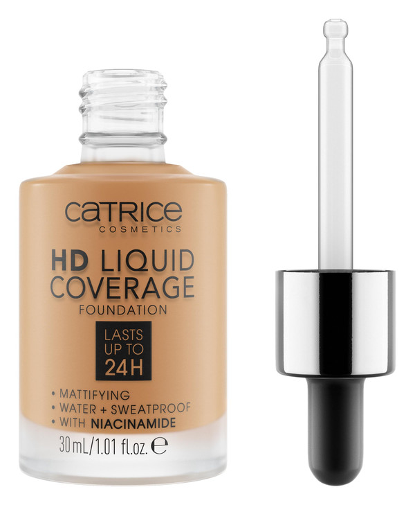 Catrice HD Liquid Coverage Foundation 24H Wear Matte Finish High Coverage Waterproof Formula with Niacinamide Vegan Crue