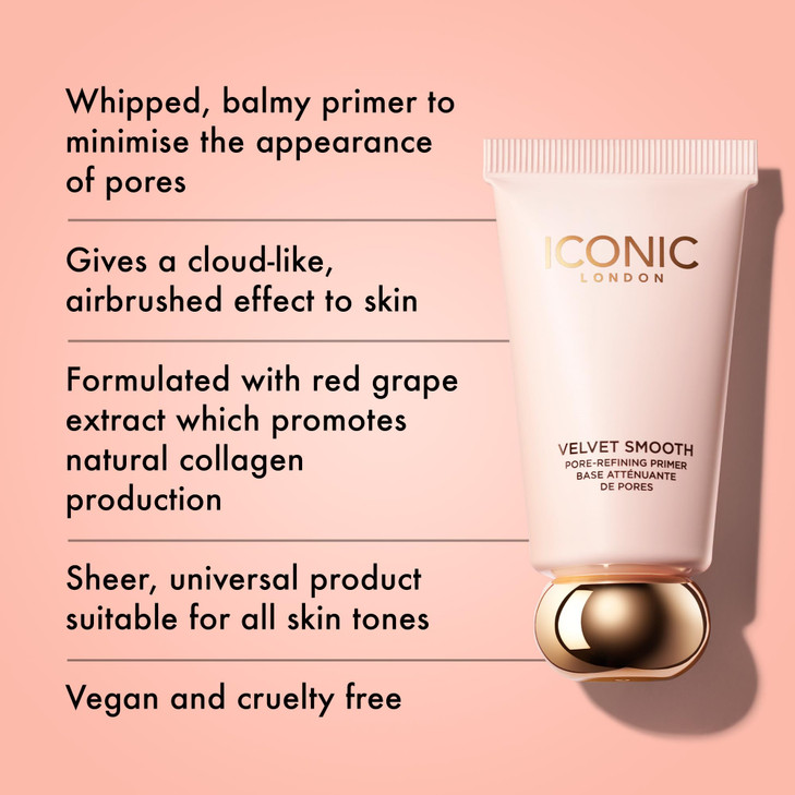 ICONIC LONDON Velvet Smooth PoreRefining Primer Whipped Balmy Primer Diffuses Pores CrueltyFree Vegan Makeup 101 Fl oz
