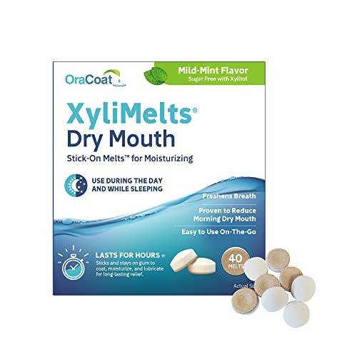Oracoat XyliMelts for Dry Mouth Night Time or Day - Moisturizing Dry Mouth Adhering Discs, Sugar Free with Xylitol, 40 Count, Mild Mint Flavor, 8-Hou online at globaldelivered