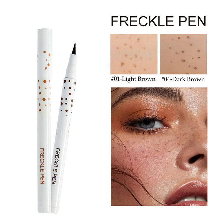 Aaiffey 2 Colors Freckle Pen Waterproof Longlasting Quick Dry Small Spot Natural Lifelike Freckle Makeup Pen Light Brown