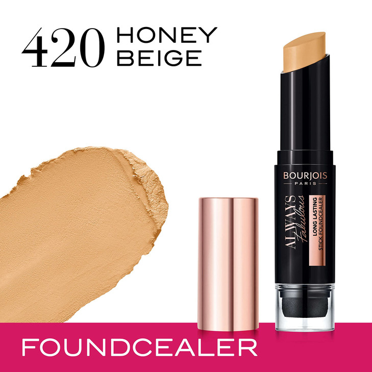 Bourjois Always Fabulous 24 Hour 2in1 Foundation and Concealer Stick with Blender 420 Honey Beige
