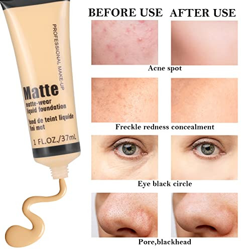 Boobeen Full Coverage Foundation Concealer Liquid Foundation Matte Creamy Foundation Smoothing Lightweight Flawless Make