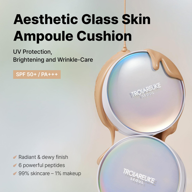 TROIAREUKE Seoul Bridal Cushion Foundation22 Yellow Beige Korean Cushion Foundation KBeauty Hydrating Longlasting Lightw