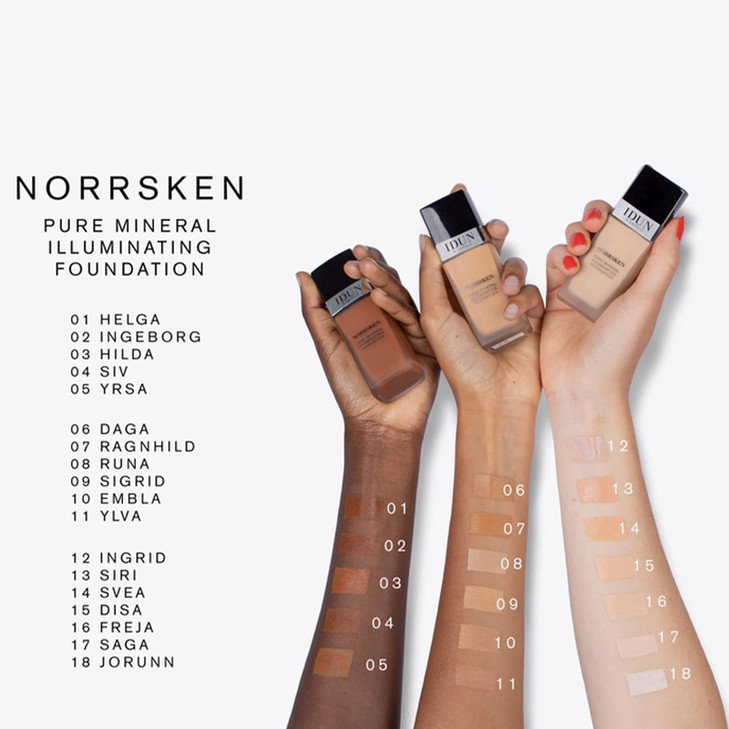 IDUN Minerals Liquid Norrsken Foundation Silky Smooth Coverage Luminous Dewy Finish for Dry and Dull Skin Water Resistan