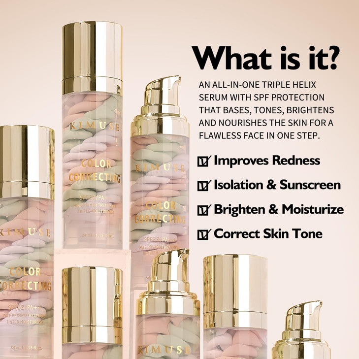 KIMUSE Color Correcting Facial Serum One Step Color Corrector Tinted Moisturizer Skin Tone Correcting and Brightening Ma