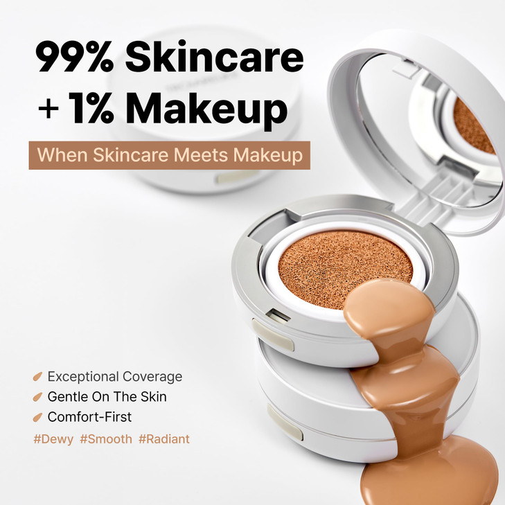TROIAREUKE A Cushion Foundation Shade 21 I Natural Coverage Foundation Makeup Moisturizing Finish for Sensitive Oily Com