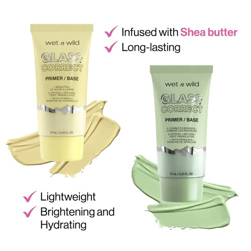 wet n wild Prime Focus Glass Skin Correct Primer Bright Crystal Finish Green 091 Fl Oz