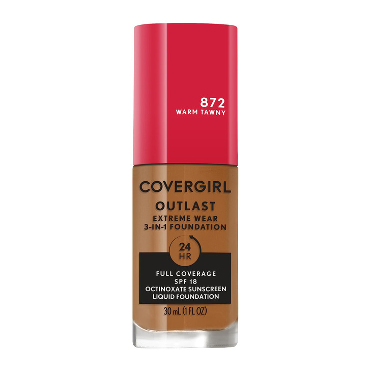Covergirl Outlast Extreme Wear 3in1 Full Coverage Liquid Foundation SPF 18 Sunscreen Warm Tawny 1 Fl Oz